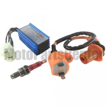 HP Racing GY6 Ignition Coil + Spark Plug + CDI