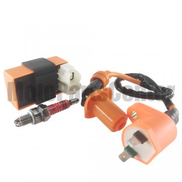 HP Racing GY6 Ignition Coil + Spark Plug + CDI